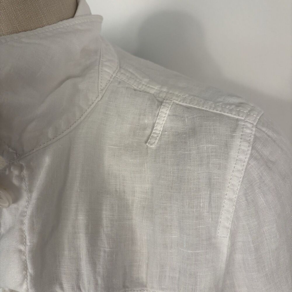 Ann Taylor Loft Womens S White Utility 100% Linen Button Front Jacket Top - Picture 6 of 8